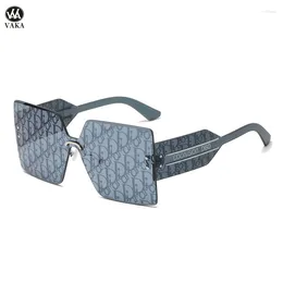 Sunglasses Rimless Square Women Chain Frame Brand Designer Luxury Framless Oversized Vintage Eyeglasses Ouclos De Sol UV400