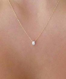 Fashion Gold Diamonds Necklaces Delicate Solitaire Pendant Dainty Pendants Necklace Bridal Jewellery Floating Diamond Jewellery9875191