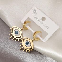 Dangle Earrings SZN 316L Stainless Steel Gold Plated Charm Blue Eyes Eyeballs Eyelashes Hoop For Women Girls Fashion Jewelry Gifts