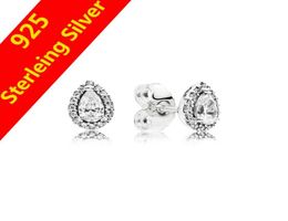 Authentic 925 Sterling Silver CZ Diamond Tear Drops Earring Women Gift Jewelry for Radiant Teardrops Stud Earrings Original box Set9984198