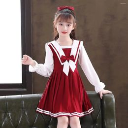 Girl Dresses Girls' Dress Spring And Autumn Fashionable Navy Neck Skirt Student Network Red Princess