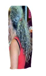 Grey human hair ponytail extension kinky curly drawstring ponytail silver grey hair bun updo Grey hair piece 140g2320652