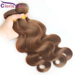 Wefts Clearance Sale Mixed 3 Pieces Body Wave Malaysian Virgin Human Hair Weave Bundles #4 Dark Brown Wavy Natural Weft Full Bodywave Se