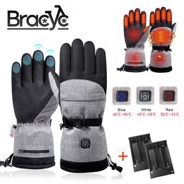 Winter Heating Gloves Touch Screen Cotton Hand Warmer Electric Thermal Gloves Waterproof Snowboard Cycling Moto Ski Outdoor240102