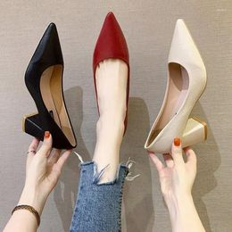 Dress Shoes 3cm Heels Chunky Sandals African Woman Shoe 2024 Lace-Up Pumps Slip On Pointed Wedge Shallow Mouth 5cm Block Burgundy Ca