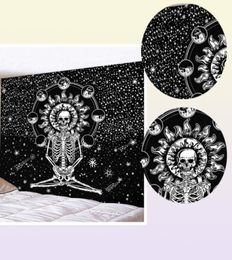 CAMMITEVER Skull Yoga Tapestry Travel Sleeping Pad Polyester Fabric Skeleton Printed Wall Hanging Tapestry 2106092054356