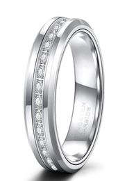 Wedding Rings 8mm Mens Tungsten Bands With Cubic Zirconia Trendy Eternity Ring Unisex Inlaid High Polish Size 7137623770