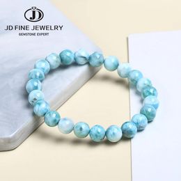 Bangle JD Natural Stone Larimar Beads Strand Bracelets Women Fashion Blue Sea Healing Purify Energy Stone Bangles Female Summer Jewellery