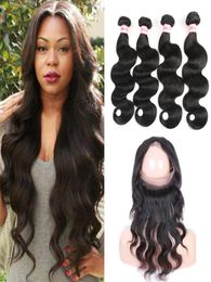 360 Lace Frontal With Bundles 9A Peruvian Indian Malaysian Brazilian Virgin Body Wave Hair Weaves Human Hair Bundles And 360 Closu4918202