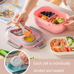 Dinnerware Lunch Box Double-Layered Bento Easy To Carry Leak-Proof Container With Sauce For Office School