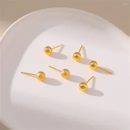 Stud Earrings Yellow Gold Color For Women 6mm Beads Earing Brincos Femme Simple Jewelry Accessories Wholesale Party Gifts