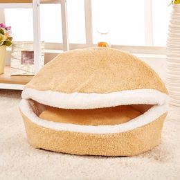 Hamburger Dog Kennel House Winter Keep Warm For Small Medium Large Dogs Removable Bed With Mat Sofa Shell Burger Pet Cat Bed 240102