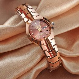 Wristwatches High-end Time Ladies Men's Couple Double Calendar Luminous Waterproof Multi-function Tungsten Color Watch