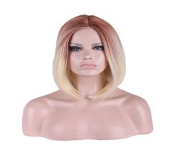 WoodFestival short straight bob wig cosplay harajuku women wigs ombre heat resistant synthetic hair wigs 3 colors 35cm5257779