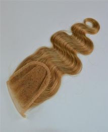 Colour 27 Honey Blonde Lace Closure body wave Human Hair 4X4 Brazilian Hair3545106