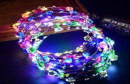 2021 selling LED Headband Lights Glow strings Flower Crown Headbands Light Up Hair Wreath Hairband Garlands Women Christmas2575272