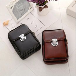 Waist Bags 2024 PU Leather Vintage Packs Purse Men Travel Fanny Pack Belt Loops Hip Bum Bag Wallet Mobile Phone Pouch