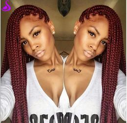 180density Burgundy Braided Wig with Baby Hair Heat Resistant Synthetic Lace Front Wigs for Black Women9770668