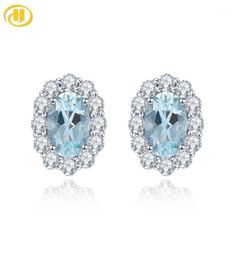 Stud Natural Oval 7x5mm Aquamarine Solid 925 Sterling Silver Earrings Classic Simple Design Gift For Women1393557