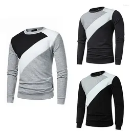 Men's Hoodies 2024 Round Neck Colour Block Pullover Sweater Youth Fashion Casual Sports Top