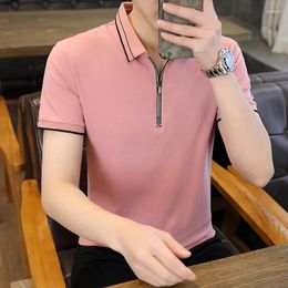 Men's Polos 2024 Summer High Quality Solid Color Short Sleeved T-shirt All Cotton Thin Business Flip Collar Polo Shirt