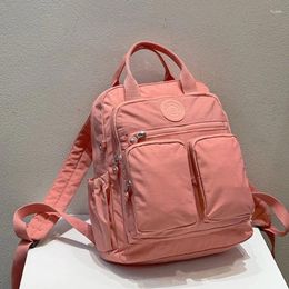 Mulher Moda Mulher Nylon Impermeável Handelinha Soft Moldura Multi-bolso Zipper Feminina School Bags Laptop 2024