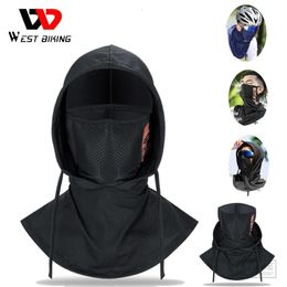 WEST BIKING Summer Full Face UV Protection Motorcycle Cycling Hood Ice Silk Balaclava Mask Hiking Fishing Hat Cooling Sport Gear 240102