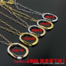 Tifannissm necklace chain heart necklaces Jewellery pendants T Family shaped Lock Necklace Womens Colourful Horseshoe Half Diamond Small