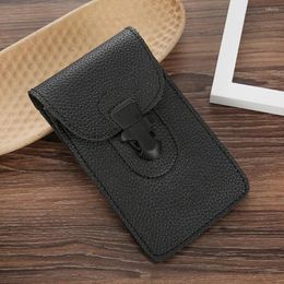 Waist Bags Men Litchi Pattern Belt Mobile Phone Pouch PU Leather Outdoor Purse Multifunction Card Holder Male Wallet