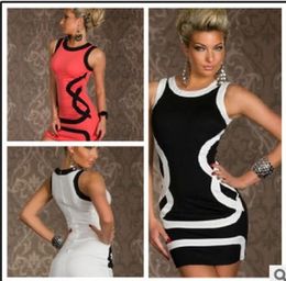 white black pink Polyester Fibre Stripe Sexy lingerie size M XXL Women none Sleeves Mini Dress 2335679