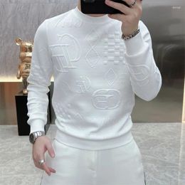 Men's Hoodies 2024 TShirt For Men O-Neck Tee Sweatshirt Autumn Winter Light Luxury Casual Jacquard Fashion High-end Base Top T Shirts