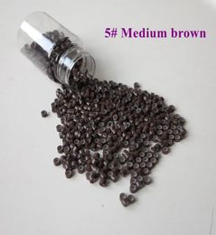 1000pcsbottle 45mm25mm25mm 5 Medium Brown Micro Tubes with Silicone Micro Links Micro Tubes Micro Rings for Hair Extens3694840