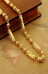 Simple Male 18K Gold Necklace Hexagonal Buddha Bamboo Chain Fine Jewelry Clavicle Necklaces for Men Boyfriend Birthday Gifts 220212319839