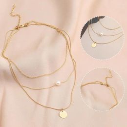 Chains 1PC Fashion Women's Necklace Overlapping Wear Alloy 3-layer Clavicle Chain
