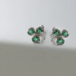 Stud Earrings CLOVER For Women Green CZ Shamrock Tiny In Stainless Steel St Patricks Day Jewellery March Ear Accesso