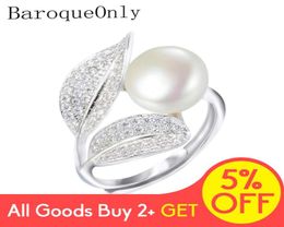 BaroqueOnly Romantic and Shiny Leaf Ring 910mm WHITE PINK BLUE PURPLE Freshwater Pearl ring Mother039s Day Gift for Woman8485958