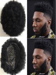 Men Hair System Wig Super Full Thin Skin Afro Hair Toupee Jet Black Colour 1 Brazilian Virgin Remy Human Hair Replacement for Men4013204