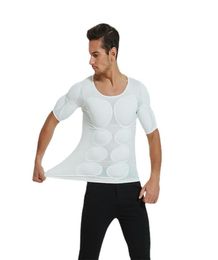 Men039s Body Shapers Cosplay Men Shaper Fake Muscle Enhancers ABS Invisible Pads Top Fitness Muscular Undershirt Chest Shirts S1838682