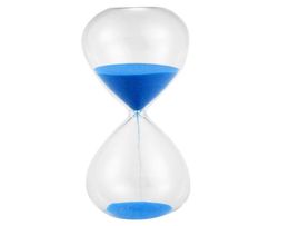 Clocks Large Fashion Blue Sand Sandglass Hourglass Timer Clear Smooth Glass Measures Home Desk Decor Xmas Birthday Gift3132048