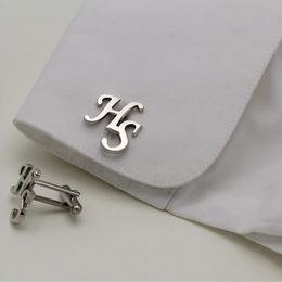 Tangula Custom Initials Cufflinks for Men Stainless Steel Personalise Letter Cuff Links Wedding Jewellery Gifts For Groom 231229