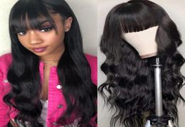 Ishow Brazilian Loose Deep Straight Human Hair Wigs with Bangs Peruvian Curly None Lace Wig Malaysian Body Wave for Women All Ages8701165