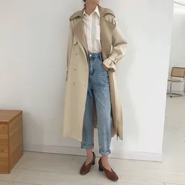 Women's Trench Coats 2024 Autumn Fashion Long Length Double Lapel Collar Sashe Coat High End England Style Clothes MX119
