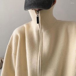 Men's Hoodies Korean Cardigan Sweater Jacket For Men In Autumn And Winter Versatile Hong Kong Style Solid Color High Collar Zipper Top