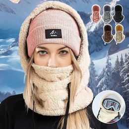 Sherpa Hooded Ski Riding Masks Winter Hat Windproof Full Face Ski Mask Caps Men Bonnets for Women Man Lined Hood Face Mask240102