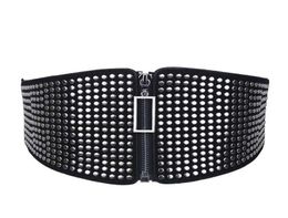 Elastic Waist Bandage Vintage Wild Waist Belt Ladies039 Decorative Wide Black Faux Leather Punk Retro Rivet Compote Belt 904a99999445