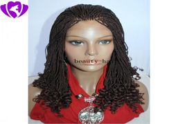 Stock dark brown Colour Box Braided Wig For Women Heat Resistant Fibre Synthetic Lace Front Wig Natural full Short Braids Wig Half 7876834