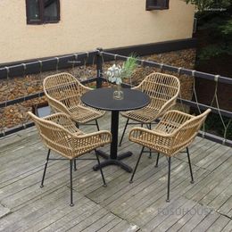 Camp Furniture Nordic Simple Outdoor Balcony Rattan Chair For Courtyard Garden Tea Table Leisure Chairs