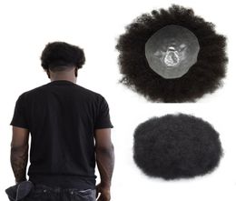 Afro Curly Mens Toupee Full Pu Curly Toupee For Men 8x10 inch Thin Skin Hairpieces Replacement Systems Indian Remy Human Hair Mens7726428