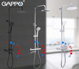 GAPPO Thermostatic Shower System Chrome Black Faucet Bathroom Bath Shower Mixer Set Waterfall Rain Shower Head Bathtub Taps X07056896887