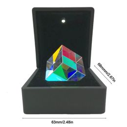 Colour Prism Square Prism Color-Collecting Prism 6-Sided Cube with Light Box Optical Glass Lens Cross Dichroic Mirror 240102